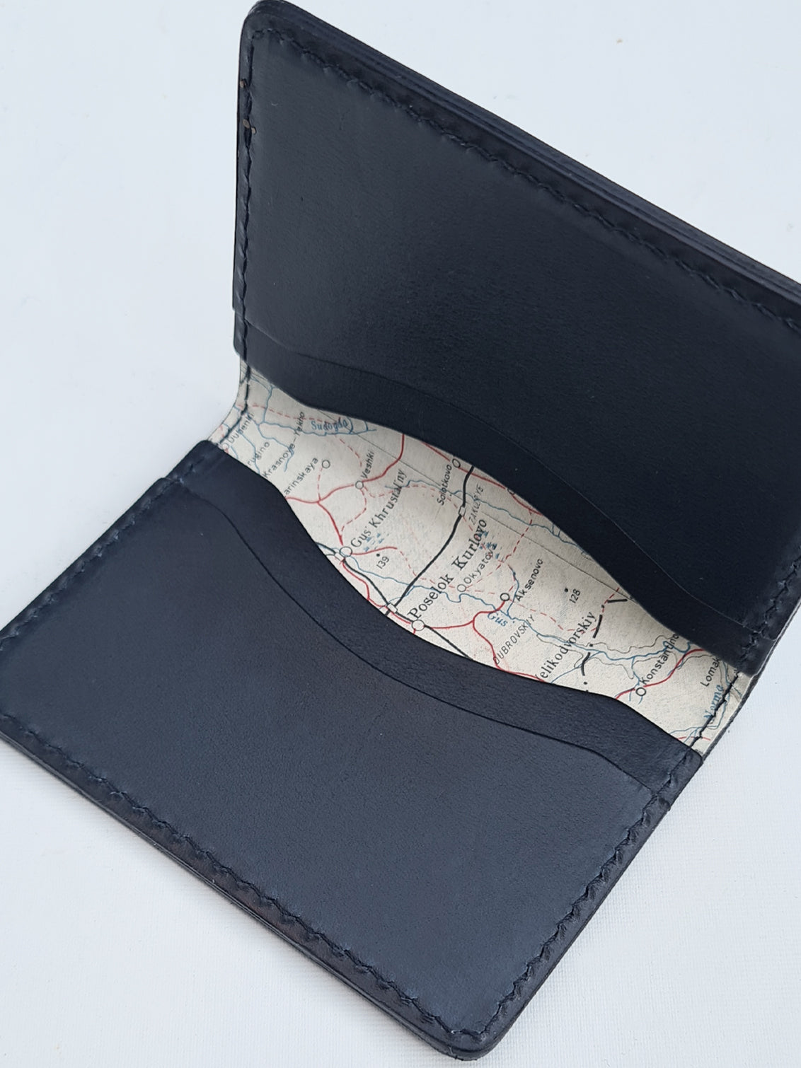Cold War Map Lined Leather Cardholder